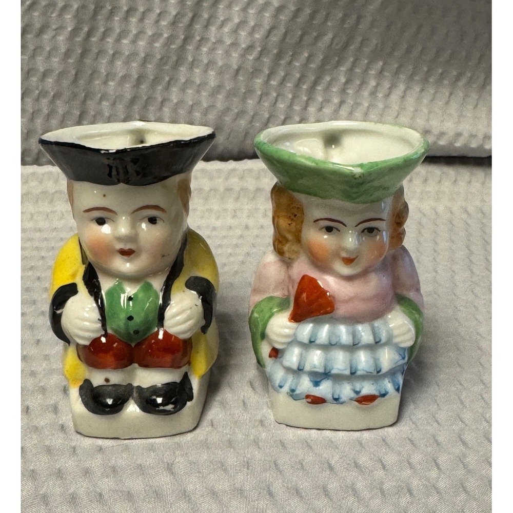 Vintage 1940s Charming Pair of Miniature Toby Jugs/Pitchers Occupied Japan